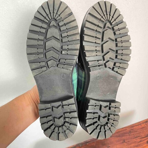 TU Sole Comfort Green and Blue Plaid Patent Loafers with Tassels Women UK Size 4 - Picture 7 of 13